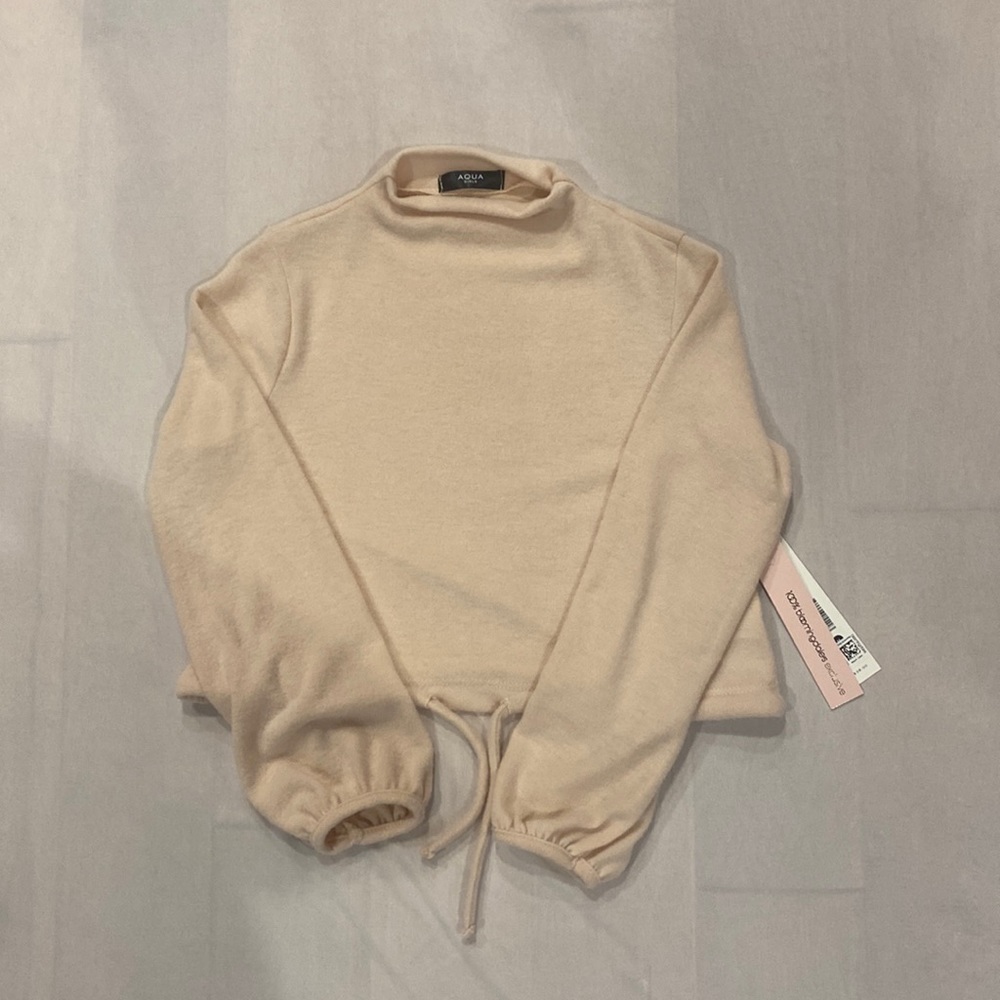 Aqua girls cropped sweater - pale pink